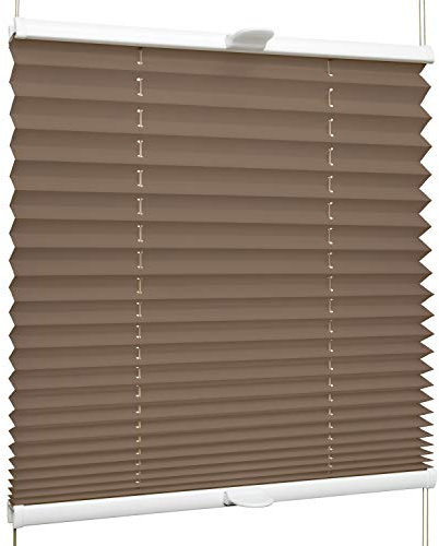 SchattenFreude Klemmfix-Plissee für Fenster | Mit Klemm-Haltern | Ohne Bohren | Cappuccino, Breite: 80cm x Höhe: 220cm