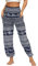 Nuofengkudu Damen Hippie Hosen mit Taschen Haremshosen Yogahosen Leichte Boho Muster High Waist Yoga Hosen Bunt Gemustert Lockere Pumphose Freizeithose Sommer Strand(X-Blauer Elefant,One Size)