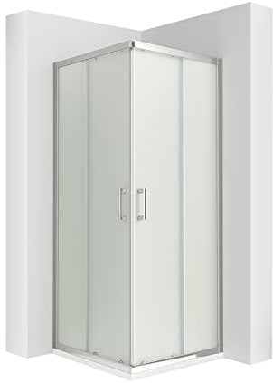 MOG Duschkabine mit Schiebetüren 75x90 cm Höhe: 180 cm Eckdusche mit Rollensystem aus 6mm satiniertem ESG Glas DK77 - alle Grössen