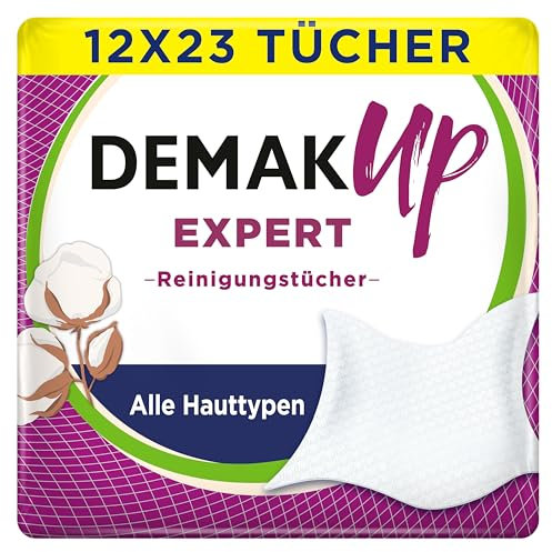 Demak'Up Expert Reinigungstücher für wasserfestes Make-Up - 12 Packungen mit je 23 Tüchern - dermatologisch getestet