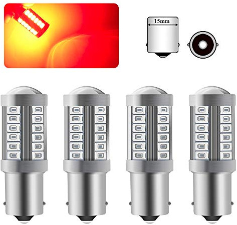 Sidaqi 4 pezzi 1156BA15S P21W Auto LED Lampadine Rosso Super Luminosa 6000K 5630 33 SMD Invertendo Le Luci dei Freni Posizione Coda Luci Proiettori Fendinebbia Posteriori 12-30V