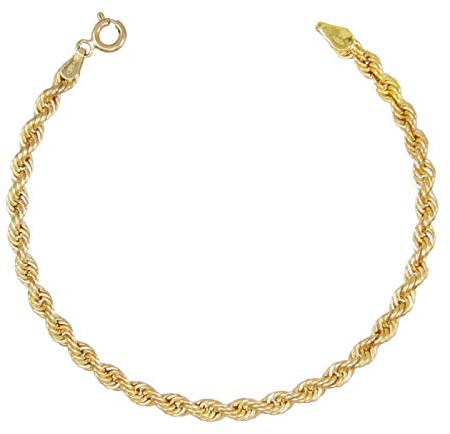 Bracciale in oro 18 kt 750/000, maglia in corda gialla, da donna