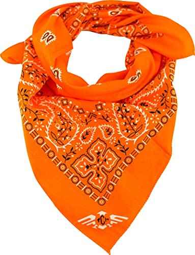fashionchimp XXL Nicki-Halstuch aus 100% Baumwolle, 70x70 cm, Unisex Bandana, Halstuch, extra groß (Paisley-Orange)
