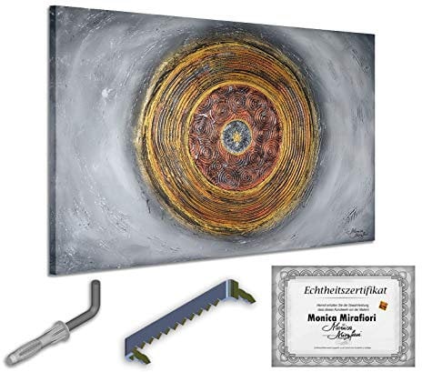 Monica Mirafiori I 100% HANDGEMALT I Gemälde Gold Rings 100x70cm | Gemälde Handgemalt | Acrylgemälde | Sehr Großes Acrylbild I Moderne Kunst I Kunstbilder