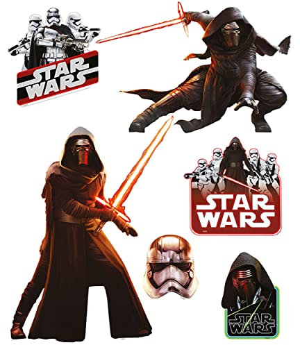 alles-meine.de GmbH 6 TLG. Set Wandtattoo/Sticker Star War - Wandsticker - Aufkleber für Kinderzimmer - selbstklebend + wiederverwendbar - Kylon Ren/Darth Vader - LUK..