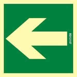 Señal Luminiscente PVC Flecha Derecha, Izquierda, Abajo, Arriba Clase B PVC 0,7mm 22,5 cm x 22,5 cm Homologada verde