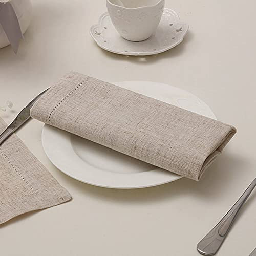 LINLN 12 STÜCKE Leinenservietten mit Hohlsaum, Cocktailserviette, natürliches Tuch, Abendessen, Serviette mit Hohlsaum, Stoffservietten, 4 Größen erhältlich