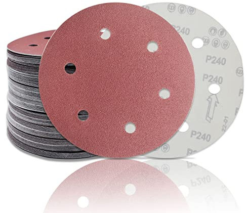 20 Stück Schleifscheiben Ø 225mm,Körnung 40, 6 Loch in rot, SenmaiTools Schleifpapier Klett 225mm für Trockenbauschleifer,Langhalsschleifer Schleifgiraffe