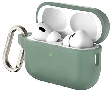 RHINOSHIELD AirPods Case mit Karabiner kompatibel mit Apple [AirPods Pro 2] | Fallschutz in Militärqualität, Kratzfest, kabelloses Aufladen - [Salbeigrün, Standard Set]