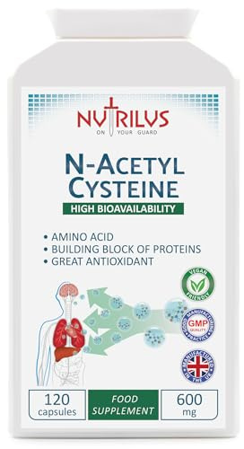 Nutrilus N-Acetyl Cysteine (NAC) 120 Capsules 600mg | High Bioavailability Amino Acid - Vegan - UK Made Supplement