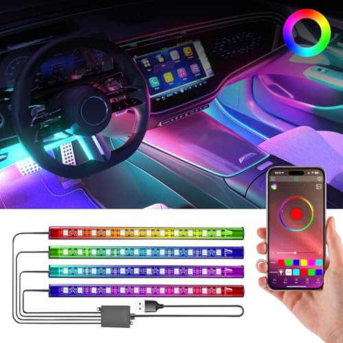 Sunshine Smile LED Innenbeleuchtung Auto - Mehrfarbige RGB Atmosphäre Licht, Ambientebeleuchtung, Neon Streifen für Fahrzeuginnenraum