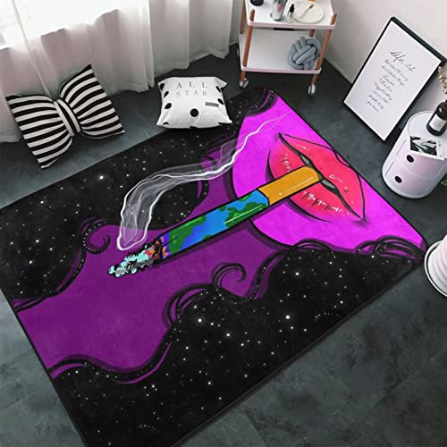 YUXIXI Teppich Hippie Psychedelic Smokey Cool Ghost Girl Print Floor Rugs Doormat Wohnzimmer Home Decor Carpets Area Mats for Kids Boys Girls Bedroom 60 X 39 Inches
