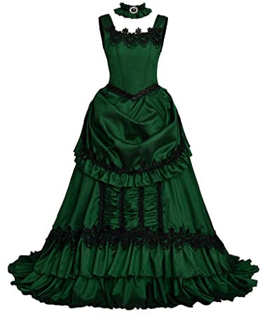 SFWXCOS Interview with Vampire Madeleine Cosplay Kostüm Grünes ärmelloses Kleid Kostüm für Halloween
