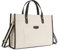 Missnine Sac Cabas Femme pour Ordinateur Portable 15,6 pouces en Toile Grand Sac à Main Élégant pour Cours Travail Université Voyage(Noir + beige)