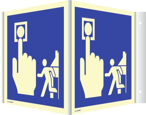 Dreifke® Winkelschild Hausalarm Evakuierung, Alu, nachleucht., 160-mcd, 200x200 mm