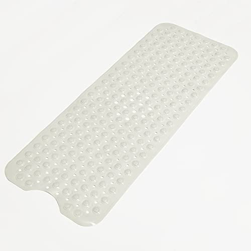WITEN&NOCK Duschmatte für die Badewanne 100×40 cm Antirutschmatte Badewannenmatte mit Abflusslöchern Badewanneneinlage rutschfest für Kinder badewannen zubehör (Weiß)