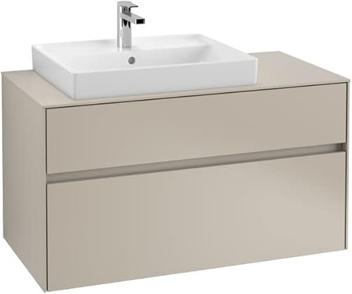 Villeroy & Boch Collaro Waschbeckenunterschrank 1000x548x500 mm, 2 Auszüge, für Waschbecken Links, C01700, Farbe: Front Korpus: Nordic Oak, Griff: Soft Grey