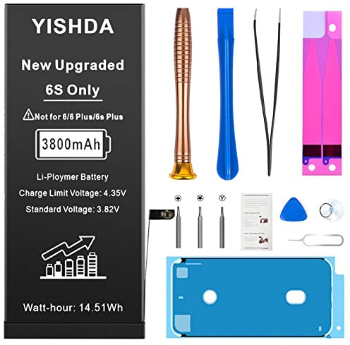 YISHDA Battery for iPhone 6S (Upgraded New Version), Ultra High Capacity Replacement 0 Cycle Battery with Professional Replacement Tool Kits