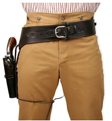 HIRTH Medieval PU Leather Flintlock Holster, Steampunk Sash Cowboy Costume Kit Revolver Accessory, Leg Thigh Harness Gear,Black