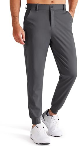 Libin Herren Golfhose Stretch Slim Fit Golf Jogginghose Anzughose Sporthose Lang Jogger Pants Chino Stoffhose mit Taschen, Dunkelgrau XL