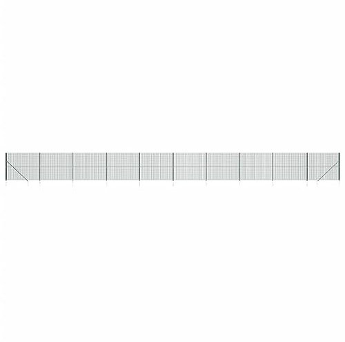 vidaXL Maschendrahtzaun, Gartenzaun Wildzaun mit Bodenhülsen PVC Beschichtung, Drahtzaun Begrenzungszaun für Außenbereich, Drahtgitter Maschendraht, Grün