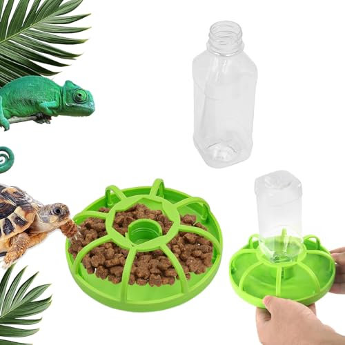 Norhogo Distributore Acqua per Rettili, con Borraccia Adatto per Piccoli Animali Come Tartarughe, Lucertole, Criceti Verde