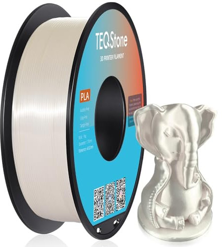 TEQStone Silk PLA Filament 1.75mm Weiß 1KG, Maßhaltigkeit +/-0.02mm Spule Sauber Gewickelt 3D Drucker Filament Vakuumverpackung