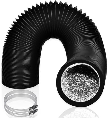Heavy Duty Dryer Vent Hose, Flexible 100mm Aluminum Air Ducting, 2.5m 4 Layer PVC Aluminum Foil Ducting with 2 Stainless Steel Clamps for HVAC Ventilation