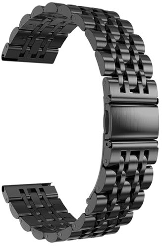 TiMOVO Correa de Metal Compatible con Huawei GT5/5PRO/GT4 46mm/Samsung Galaxy Watch 3 45mm/Gear S3 Frontier/Classic/Garmin Vivoactive 4/Venu 2, Correa Metálica de Acero Inoxidable, Negro