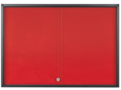 Bi-Office Exhibit Extra Pinnbare Schaukasten, 8xA4, Oberfläche in Rote Filz, Glastür, Aluminiumrahmen Farbe Anthrazit