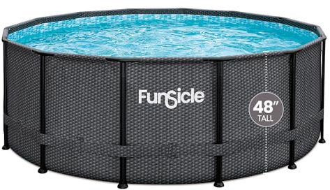 FUNSICLE Piscine Tubulaire Ronde Noire Ø3,66m x h1,22m Noire Noire