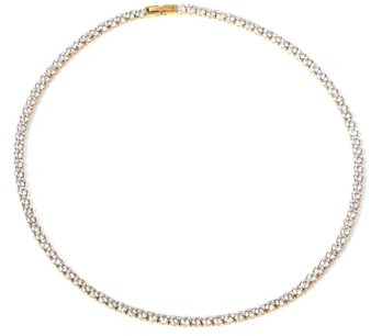 UNSHINEBAR Iced Out Tennis Kette für Herren und Damen - Streetwear Halskette aus Edelstahl und 18K Gold - Wasserfest - 5mm Breite (50cm, Gold)