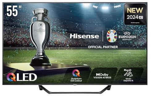 Hisense 55A7NQ - QLED Smart TV, 55 Pulgadas, con Quantum Dot Colour, 60Hz VRR 120 fps, Dolby Vision, Bluetooth&HDMI, Compartir en el televisor, Alexa Built-in (Nuevo 2024)