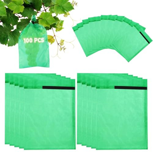 100 Stück Traubenschutzbeutel 30×20cm Weintrauben Schutzbeutel, Obst Schutzbeutel Pflanzenschutznetz Gemüseschutznetz Garten Netzbeutel Schützen Weintrauben vor Wespen und Vögel