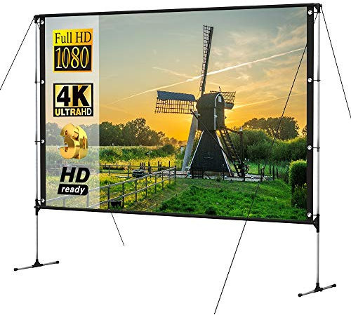 ZHCHAO Projector Stand for outdoor Projector Screen Frame 100 inch 16:9 4K 3D Fast Folding Portable Indoor Projection Screen
