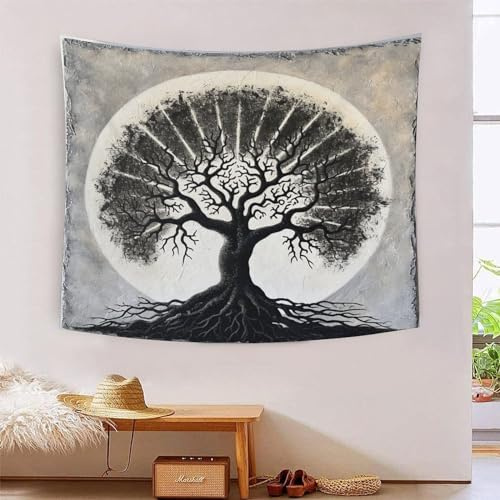 BLISSCOZY Arbre de vie Tapisserie Tenture Murale Mandala Indien Bohème Hippie Pour Chambre 180cmx230cm