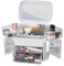 Mustbeau Porta Trucchi Organizer Trucco con Specchio e Maniglie Grande Skincare Organizer Bagno Impermeabili Makeup Contenitore con Cassetti Organizzatori Cosmetici per Pennelli Cura Della Pelle