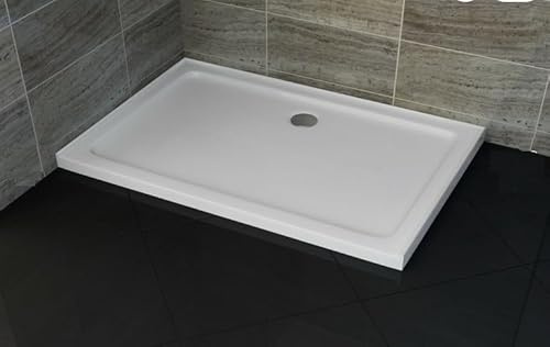 Slimline Shower Tray Stone Square Rectangle for Shower Enclosure with Waste 30mm Low Profile (1400 x 800mm)