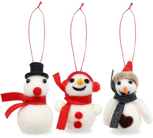 3 Stück Weihnachtsbaum Anhänger Weihnachtsschmuck,Schneemann Anhänger aus Filz,Handgemacht aus Filz,Weihnachtsdeko,Weihnachtsbaumschmuck,Winterdeko,Geschenk für Kinder Weihnachten