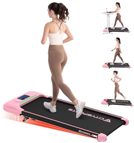 CITYSPORTS Laufband elektrisch mit Steigung 9–13%, Walking Pad 1–6 km/h, 440W Motor leise, LED-Anzeige, Fernbedienung, klappbares Laufband für Zuhause & Büro