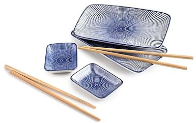 IBILI - Set Sushi, 2 Bandejas + 2 Cuencos + 4 Palillos