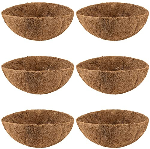 NAMYEUT 6 Stück 30cm Kokoseinlagen Kokosfaser Einlage Kokos Ersatzeinlage Hängekorb Kokoseinsätze, Runde Kokostöpfe Kokoseinlage für Blumenampel