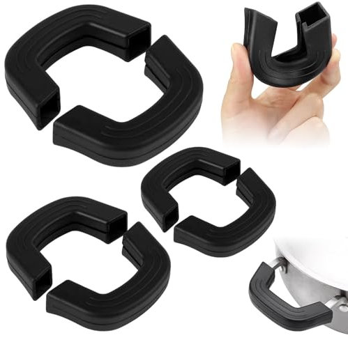 3 Pairs Silicone Pot Grips, 3 Sizes Silicone Assist Handle Holder, Anti-Scalding Pot Ear Grips, Anti-Slip SiliconePot Handle Grip, Heat Protector for Kitchen Cooking Skillets Pans Soup Pot (Black)