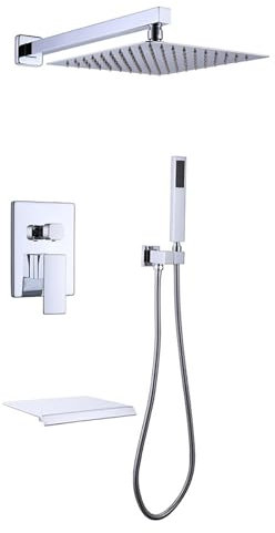 3 Funzione Set Doccia Incasso 3 Uscite Rubinetto Incasso Doccia da Muro Soffione Doccia Incasso,cromato