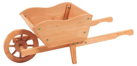 ZEEYRAK Wooden Garden Wheelbarrow Planter – Rustic Wheelbarrow Plant Pot, Fir Wood Outdoor Flower Planter, Decorative Garden Wheelbarrow (Natural)
