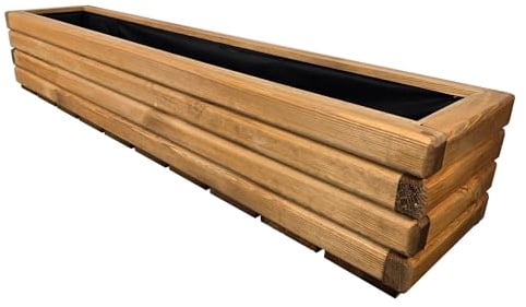 HolzGarden Pflanzkübel Holz Rechteckig 118x25x25 cm Imprägniert Farbe Pinia Wetterfest Blumenkasten Blumentopf Groß Außen Balkon Garten Pflanzkasten Outdoor 43l Serie FORNEA