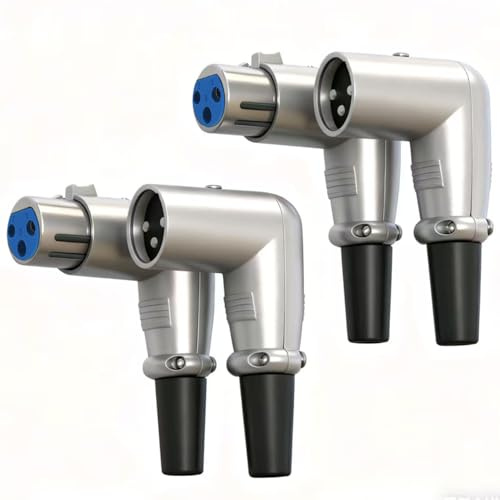 VISSQH 2 Paar 3 Poliger 90 Grad XLR Stecker und Buchsen Anschlüsse, Mikrofon Audiobuchse,3 Poliger Mikrofonkabelstecker XLR Einbaubuchse Buchse für Mikrofon Lautsprecher usw