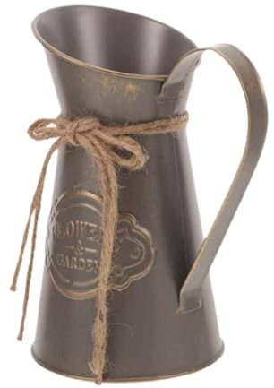 Wswqop Eisen Blumentopf Vase Pitcher Aus Dickem Metall mit Dekorativem für Präsentation von Künstlichen Blumen für Wohnzimmer Balkon Schlaf, Grau