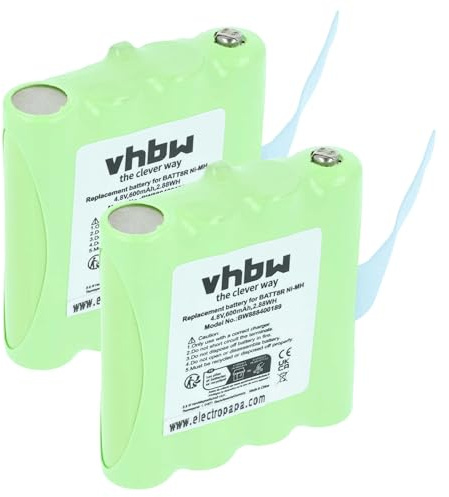 vhbw 2X Akku kompatibel mit Midland BATT8R, BATT-8R Funkgerät, Walkie Talkie (600 mAh, 4,8 V, NiMH)