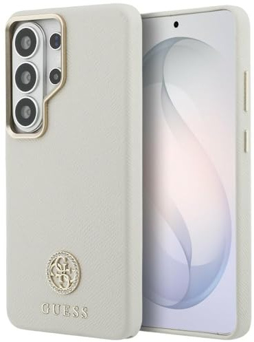 CG MOBILE Guess Rundes Logo mit Kristallen kompatibel mit MagSafe Hülle für Samsung Galaxy S26 Ultra (Beige)